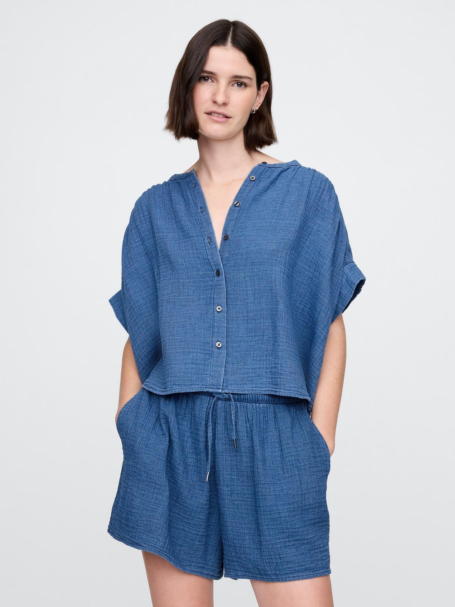 cotton gauze denim shirt