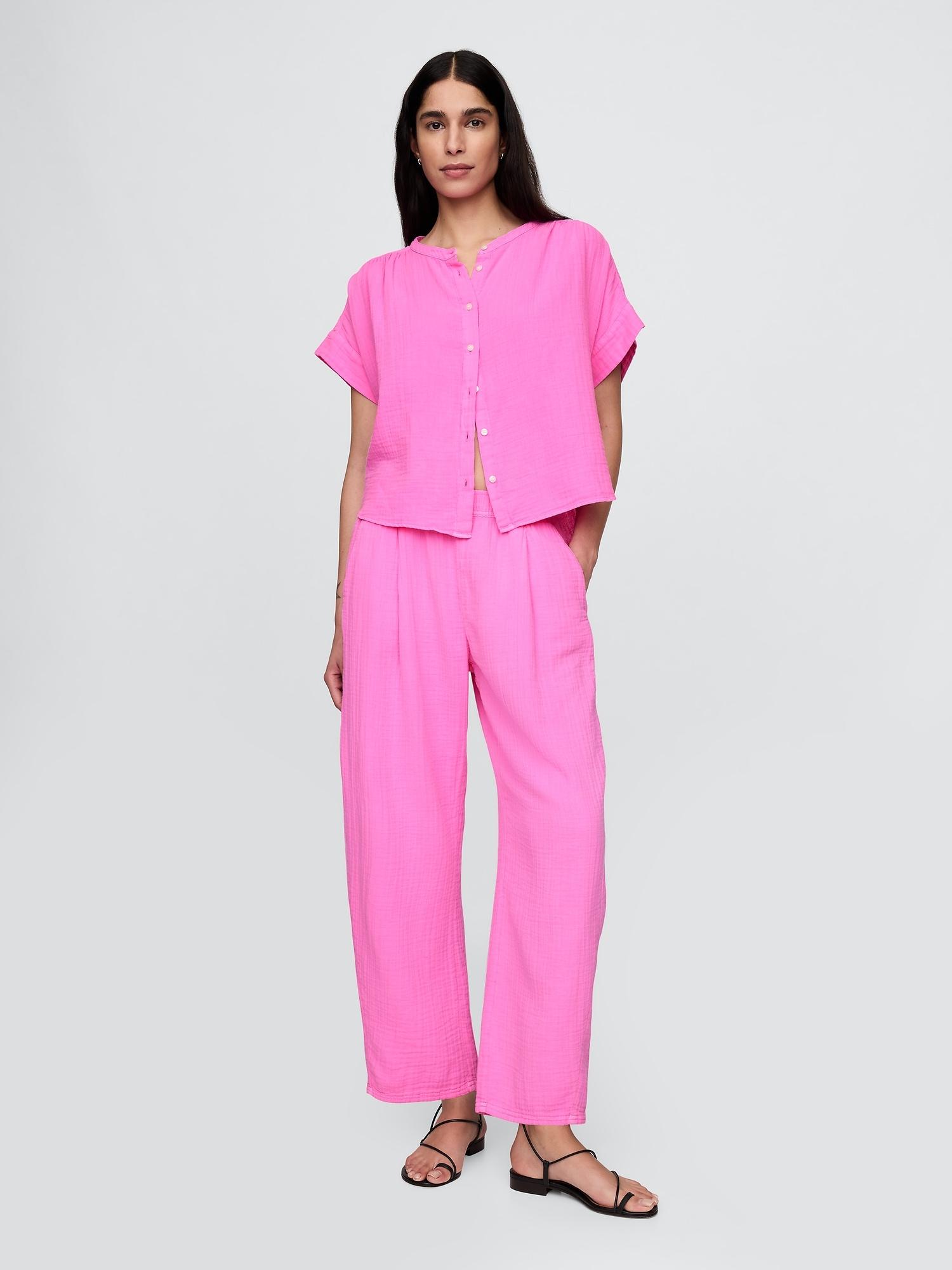 cotton gauze easy barrel pants