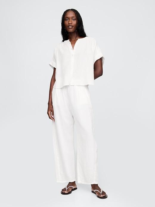 cotton gauze easy barrel pants