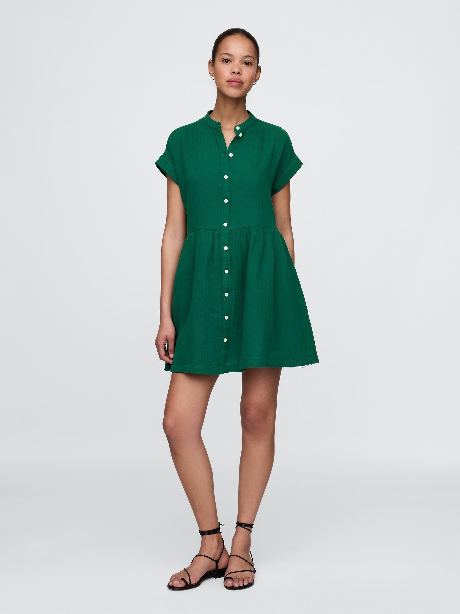 cotton gauze mini shirtdress