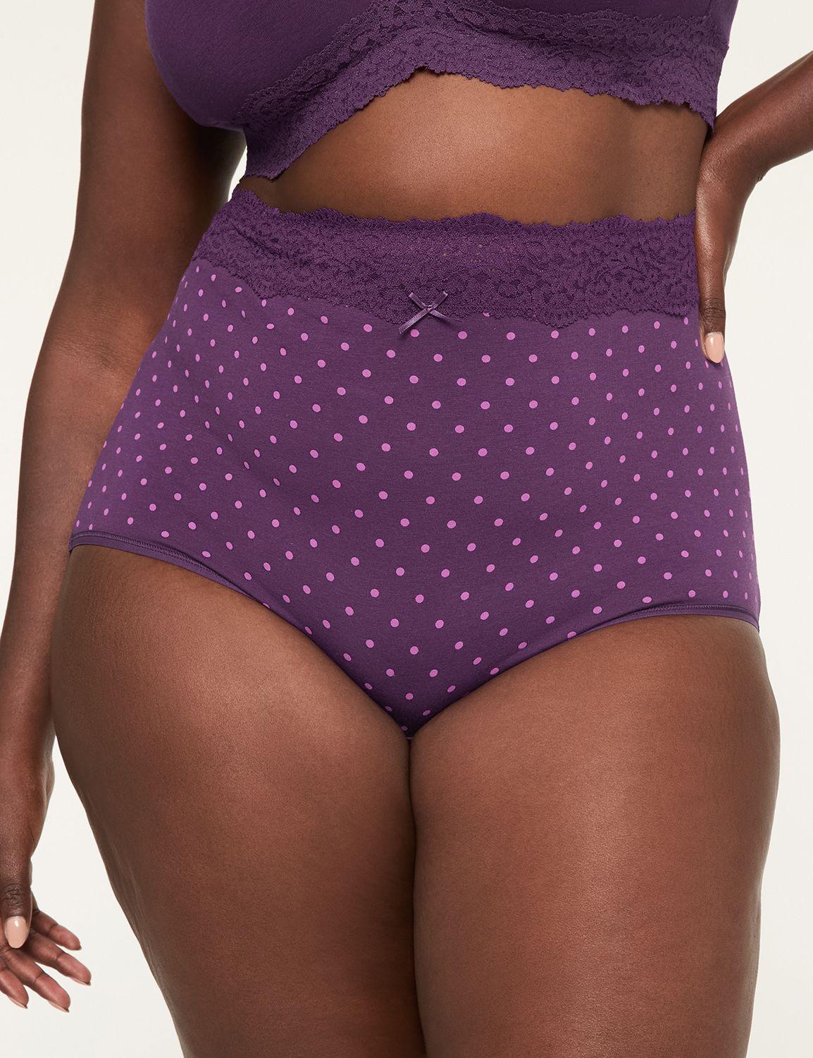 cotton high-waist brief panty with lace waist