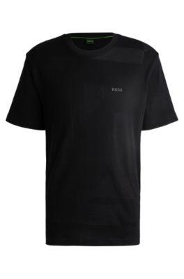 cotton-jacquard regular-fit t-shirt with seasonal artwork- black men's t-shirts
