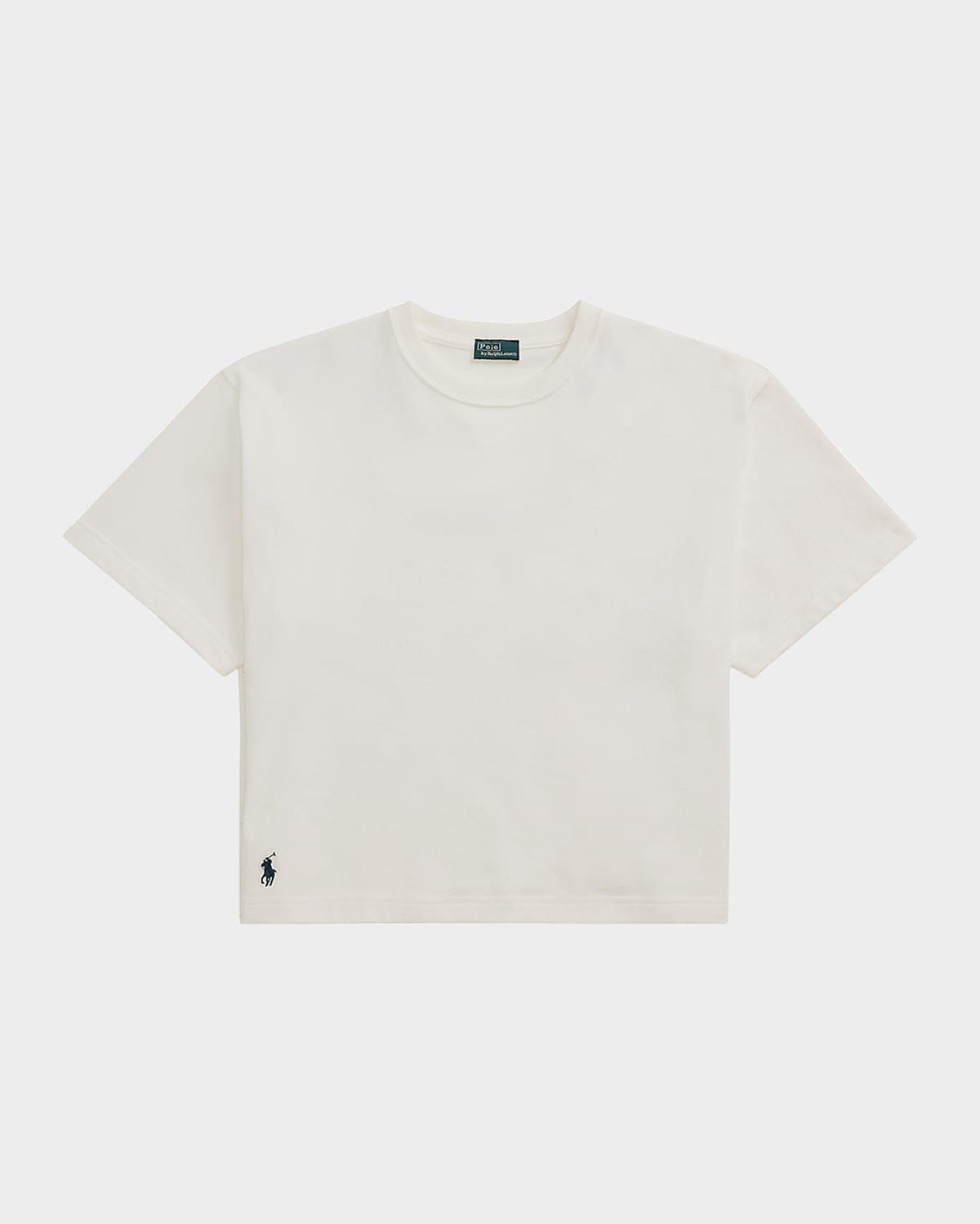 cotton jersey cropped crewneck tee