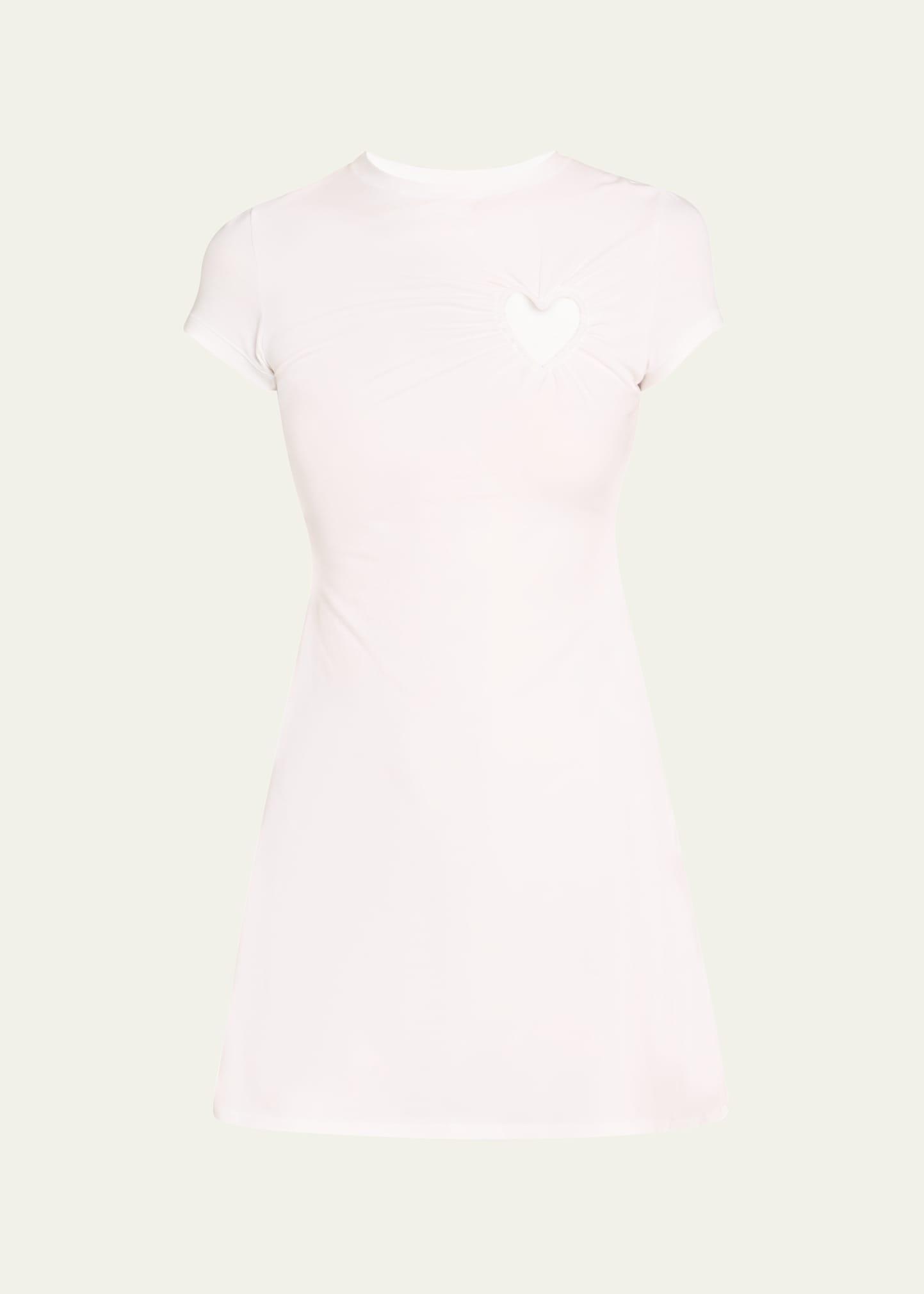 cotton jersey cutout heart mini dress