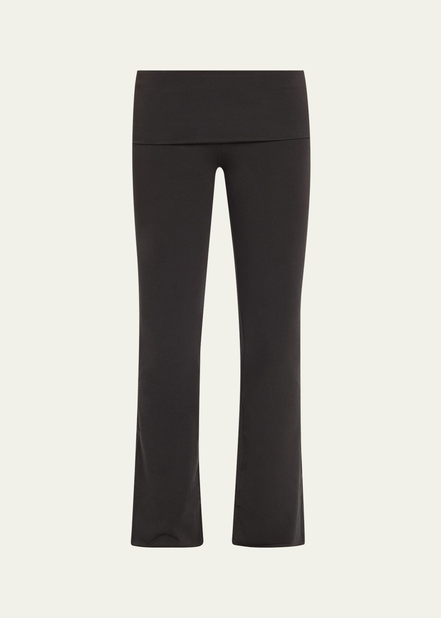 cotton jersey foldover flare-leg pants