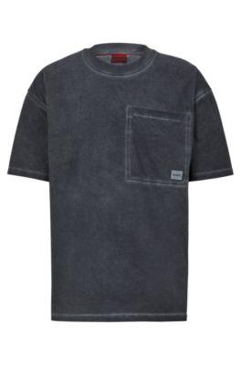 cotton-jersey oversize-fit t-shirt with logo patch- black men's t-shirts