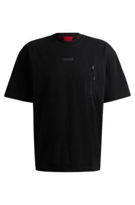 cotton-jersey oversize-fit t-shirt with logo print- black men's t-shirts