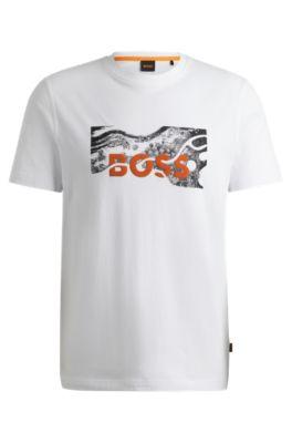 cotton-jersey regular-fit t-shirt with logo artwork- white men's t-shirts