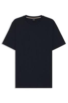 cotton-jersey regular-fit t-shirt with ribbed collar- dark blue men's t-shirts