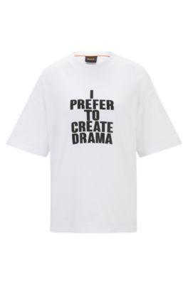 cotton-jersey regular-fit t-shirt with slogan print- white women's t-shirts