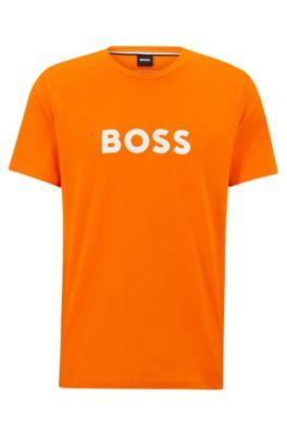 cotton-jersey regular-fit t-shirt with spf 50+ uv protection- orange men's beach tops