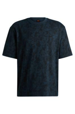 cotton-jersey t-shirt with all-over seasonal print- light blue men's t-shirts