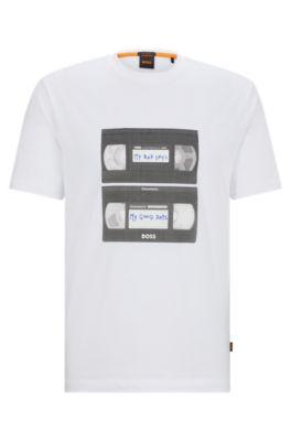 cotton-jersey t-shirt with music-inspired print- white men's t-shirts
