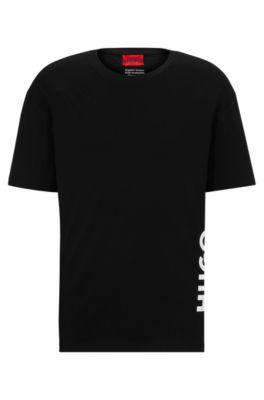 cotton-jersey t-shirt with spf 50+ uv protection- black men's beach tops