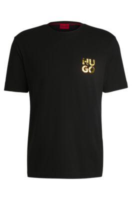 cotton-jersey t-shirt with stacked-logo print- black men's t-shirts