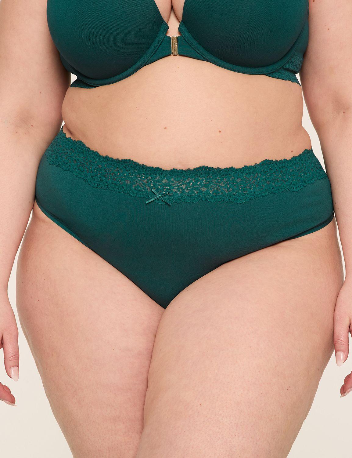 cotton lace-waist thong