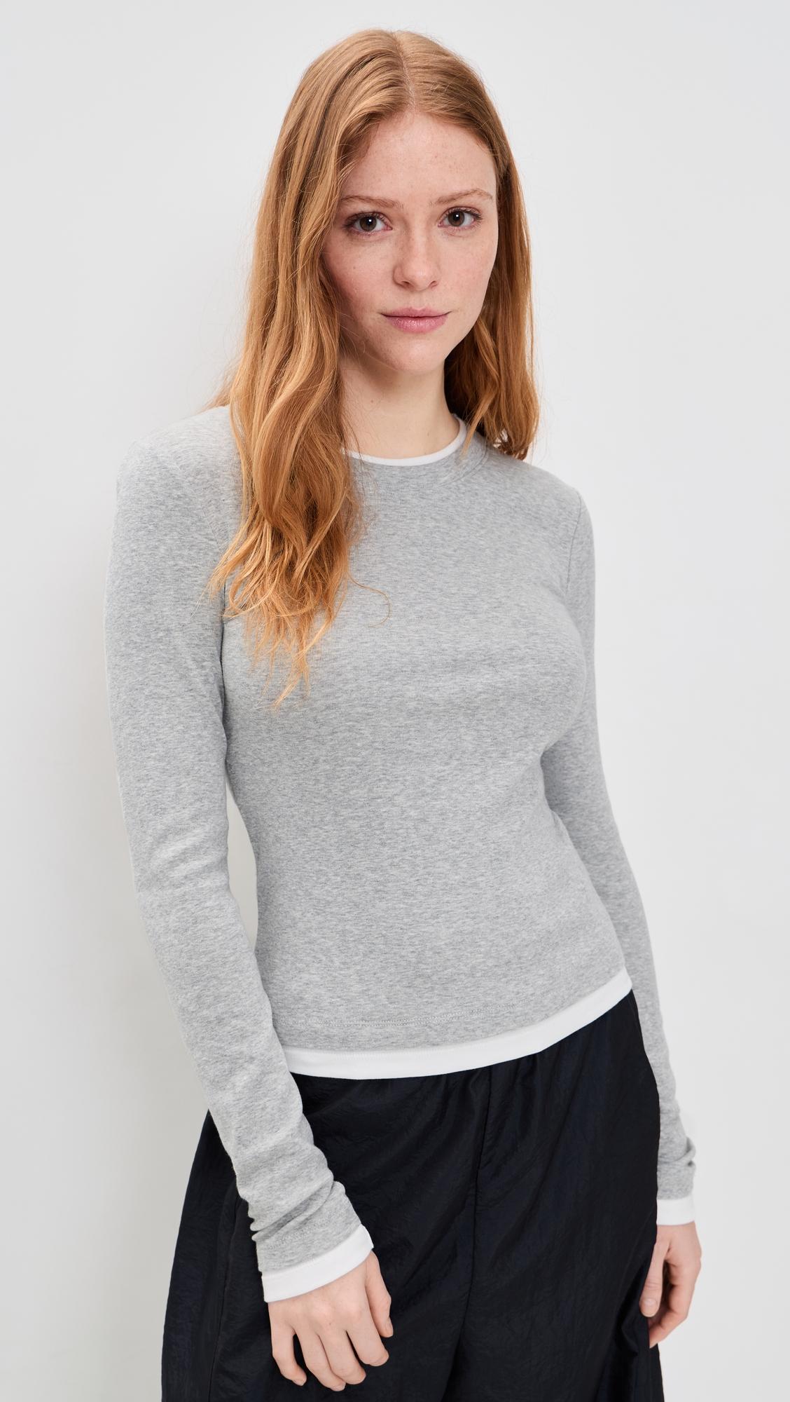 cotton layered long sleeve top