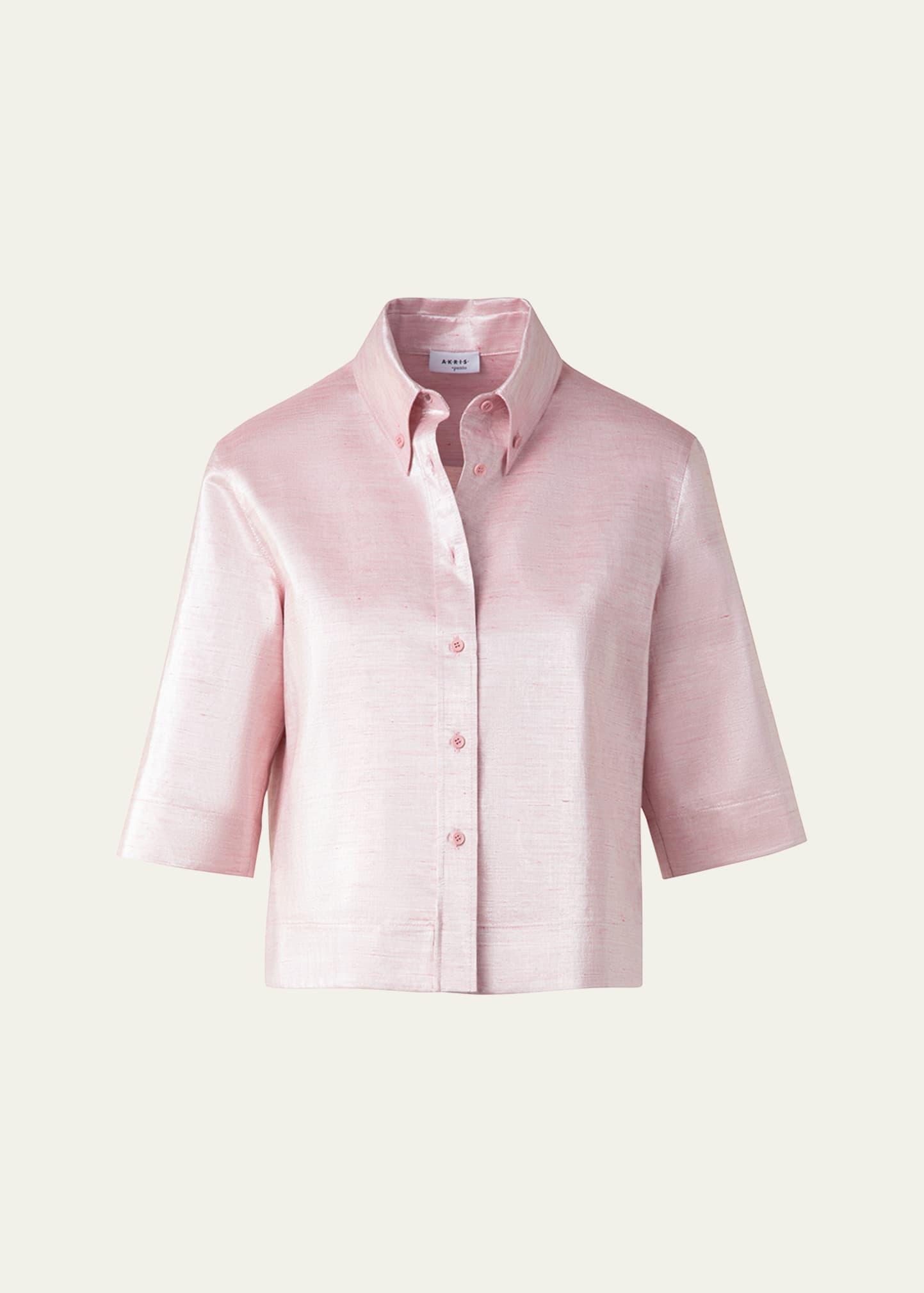 cotton linen button-front blouse