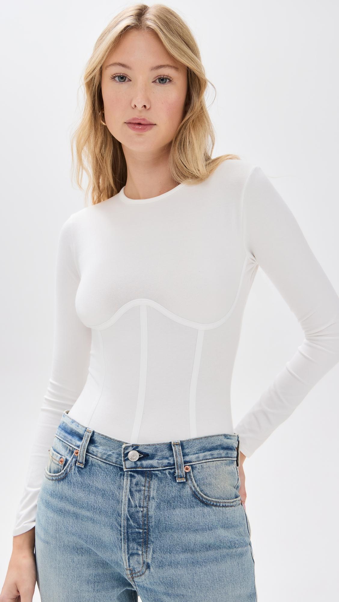 cotton long sleeve thong bodysuit