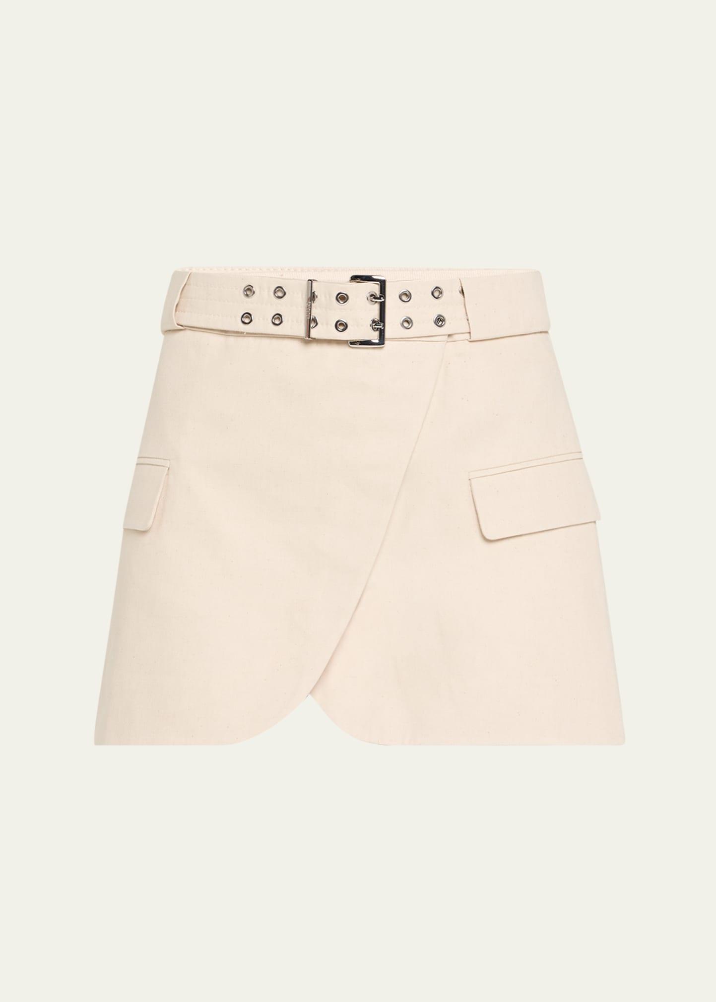 cotton melange tailoring mini skirt