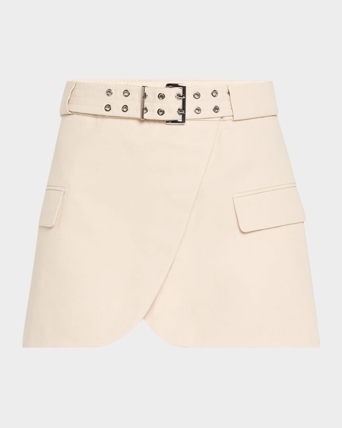 cotton melange tailoring mini skirt