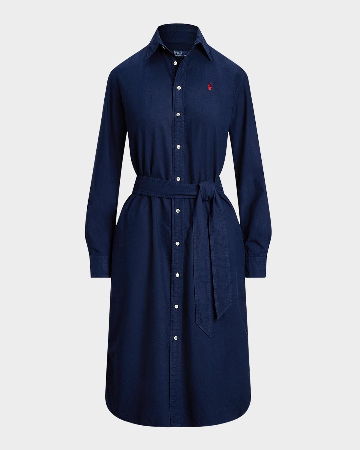 cotton oxford belted shirtdress