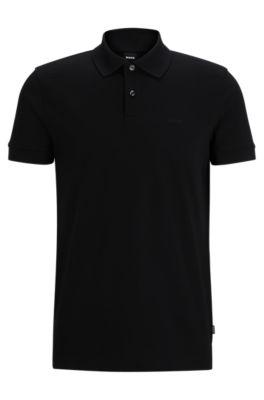 cotton piqu jersey polo shirt with logo detail- black men's polo shirts