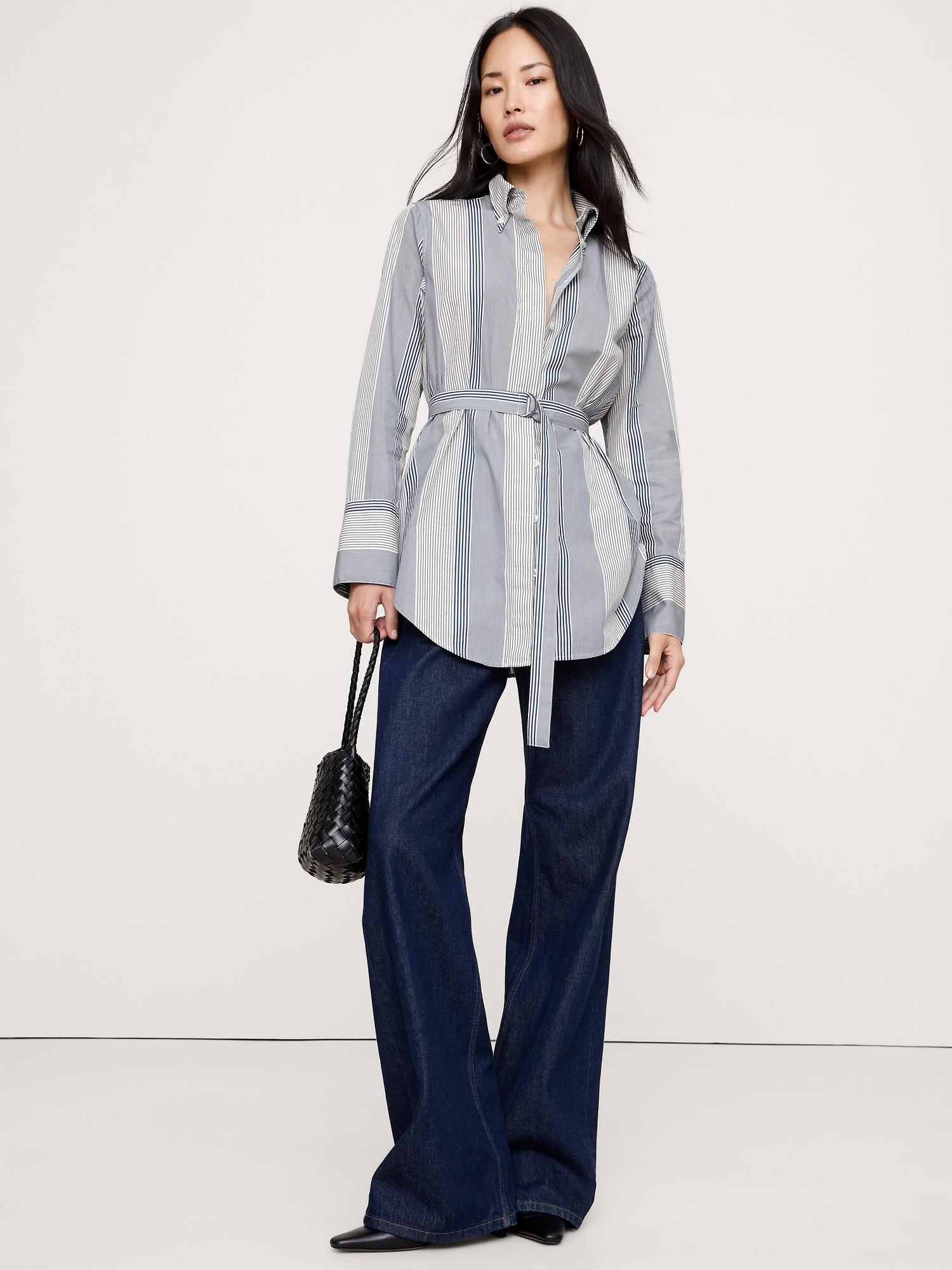 cotton poplin belted tunic shirt