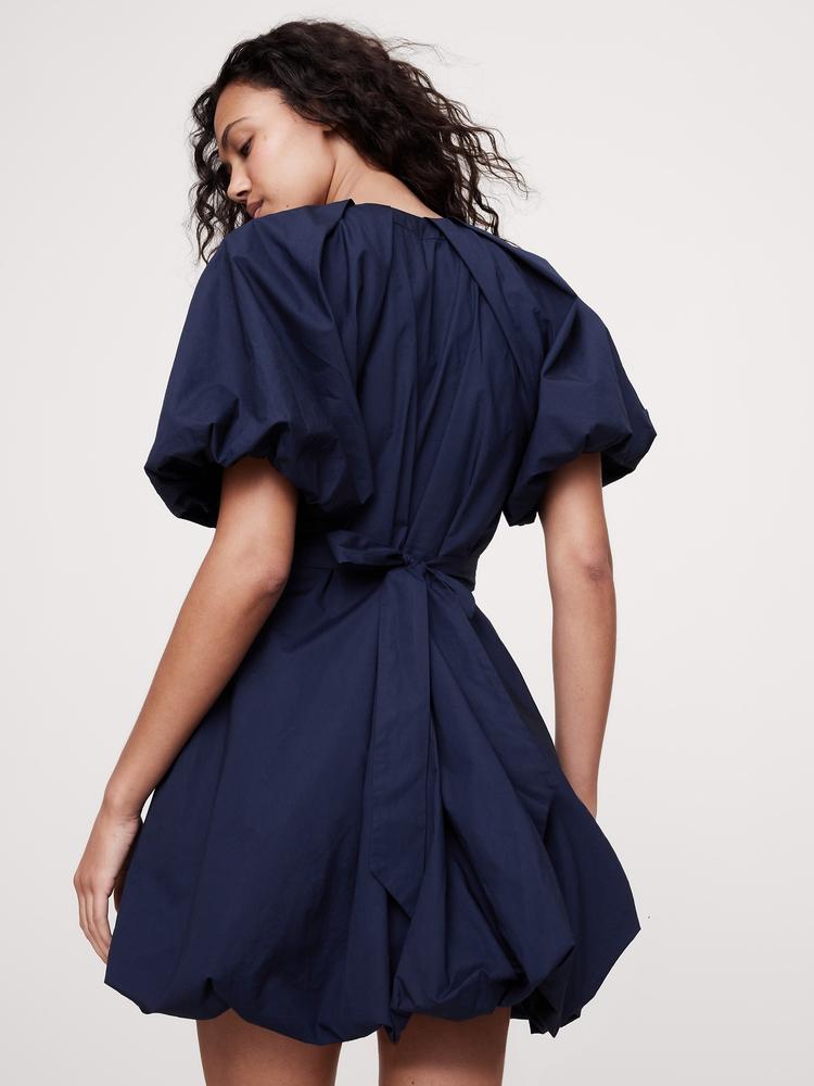 cotton poplin bubble-hem mini dress