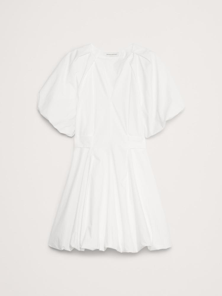 cotton poplin bubble-hem mini dress