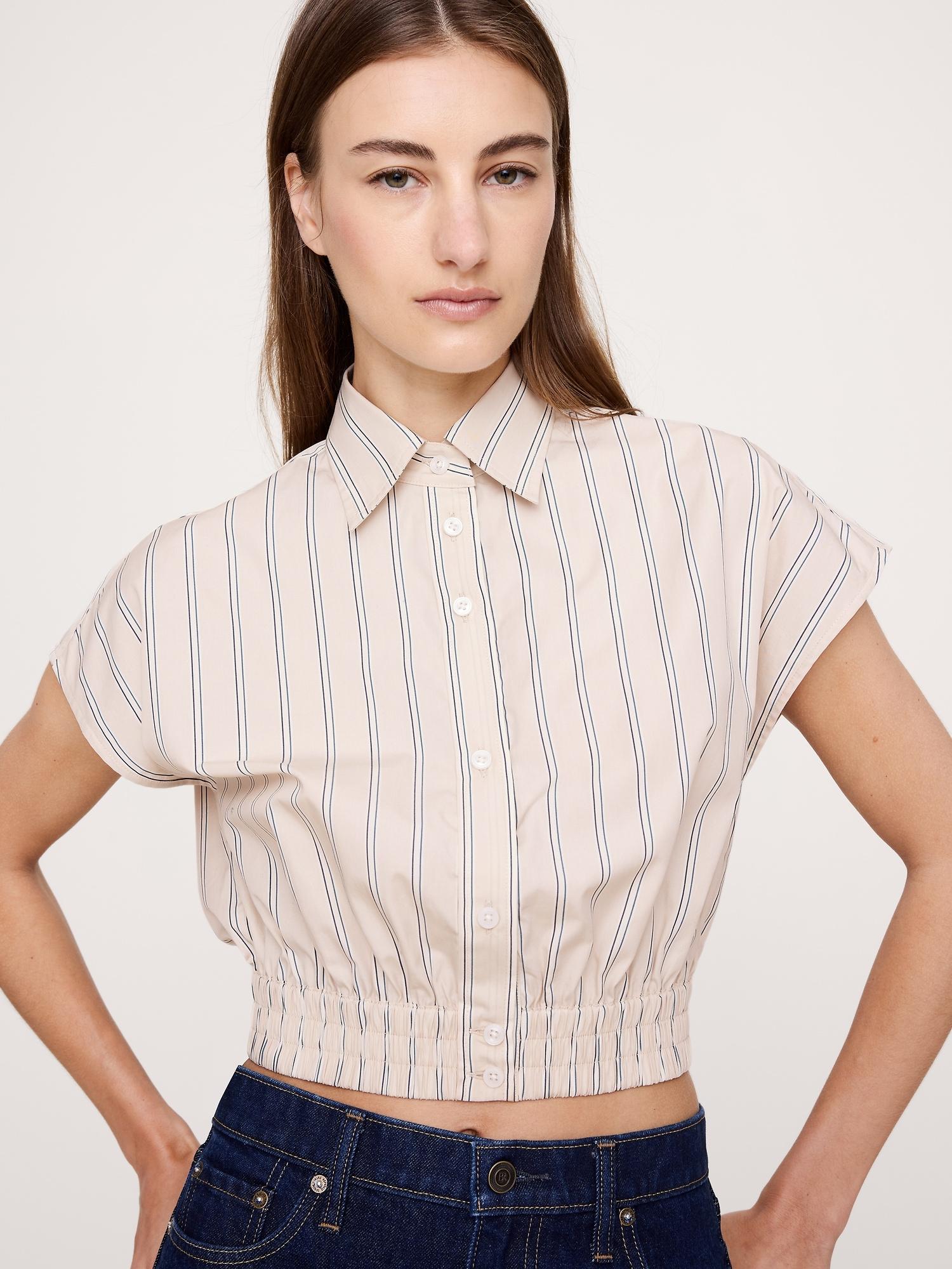 cotton poplin cropped shirt