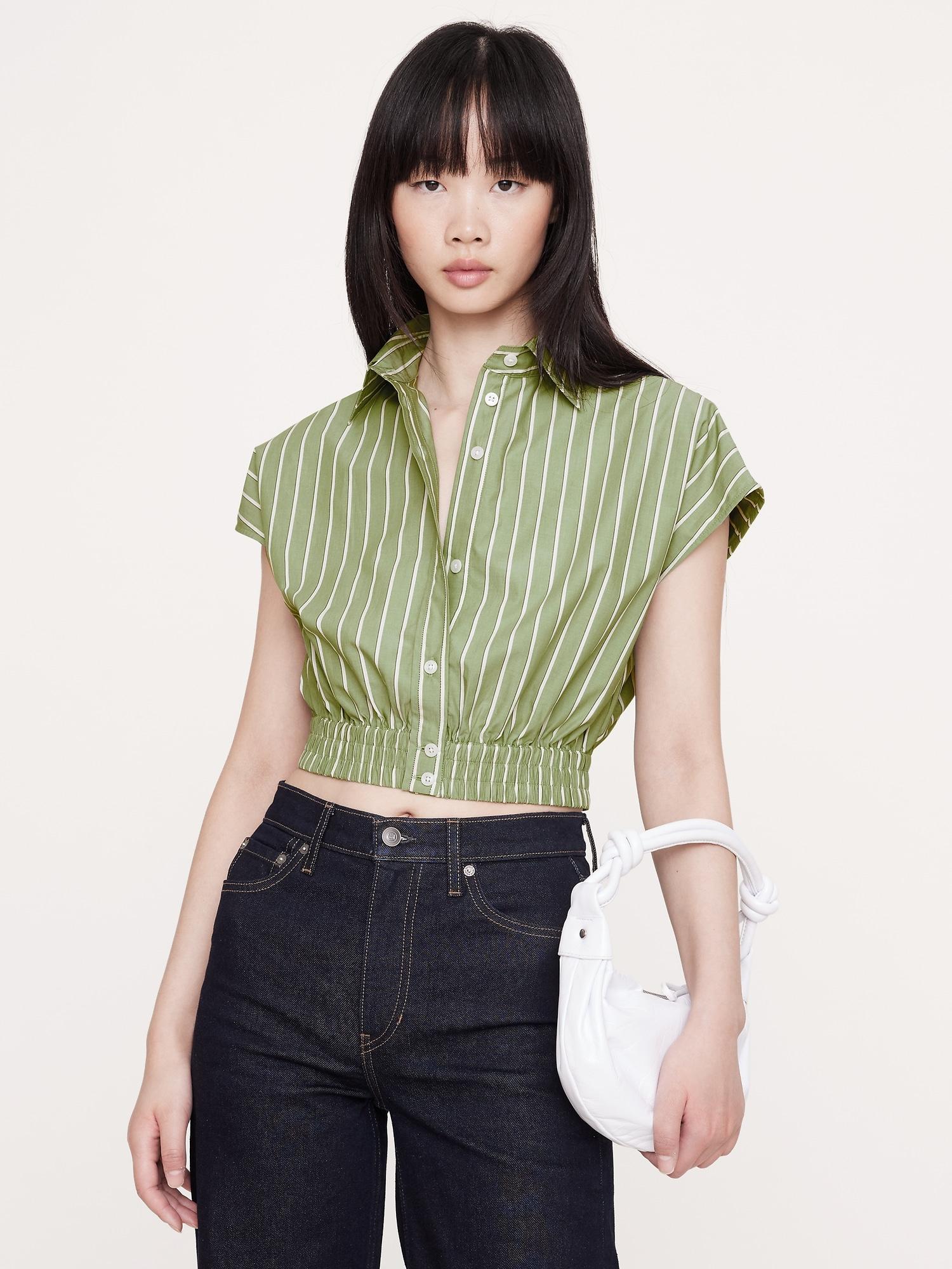 cotton poplin cropped shirt