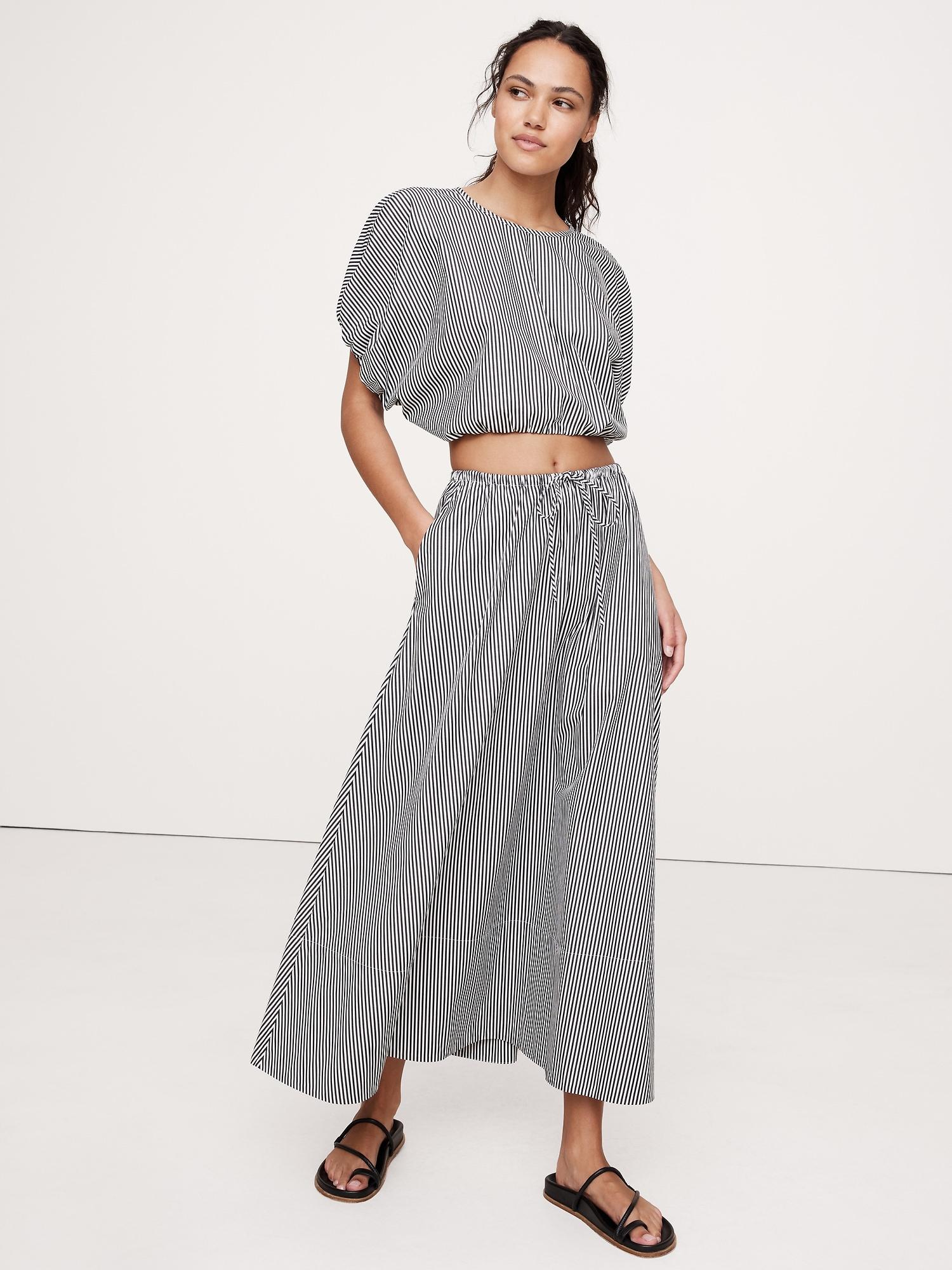 cotton poplin maxi skirt