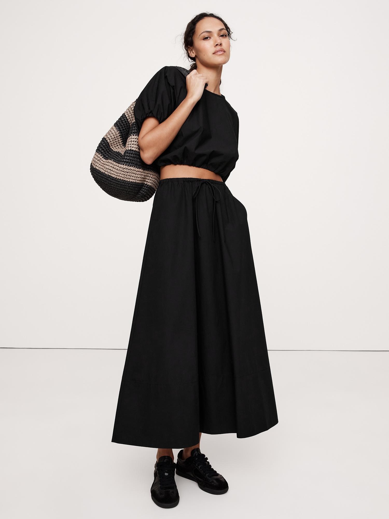 cotton poplin maxi skirt