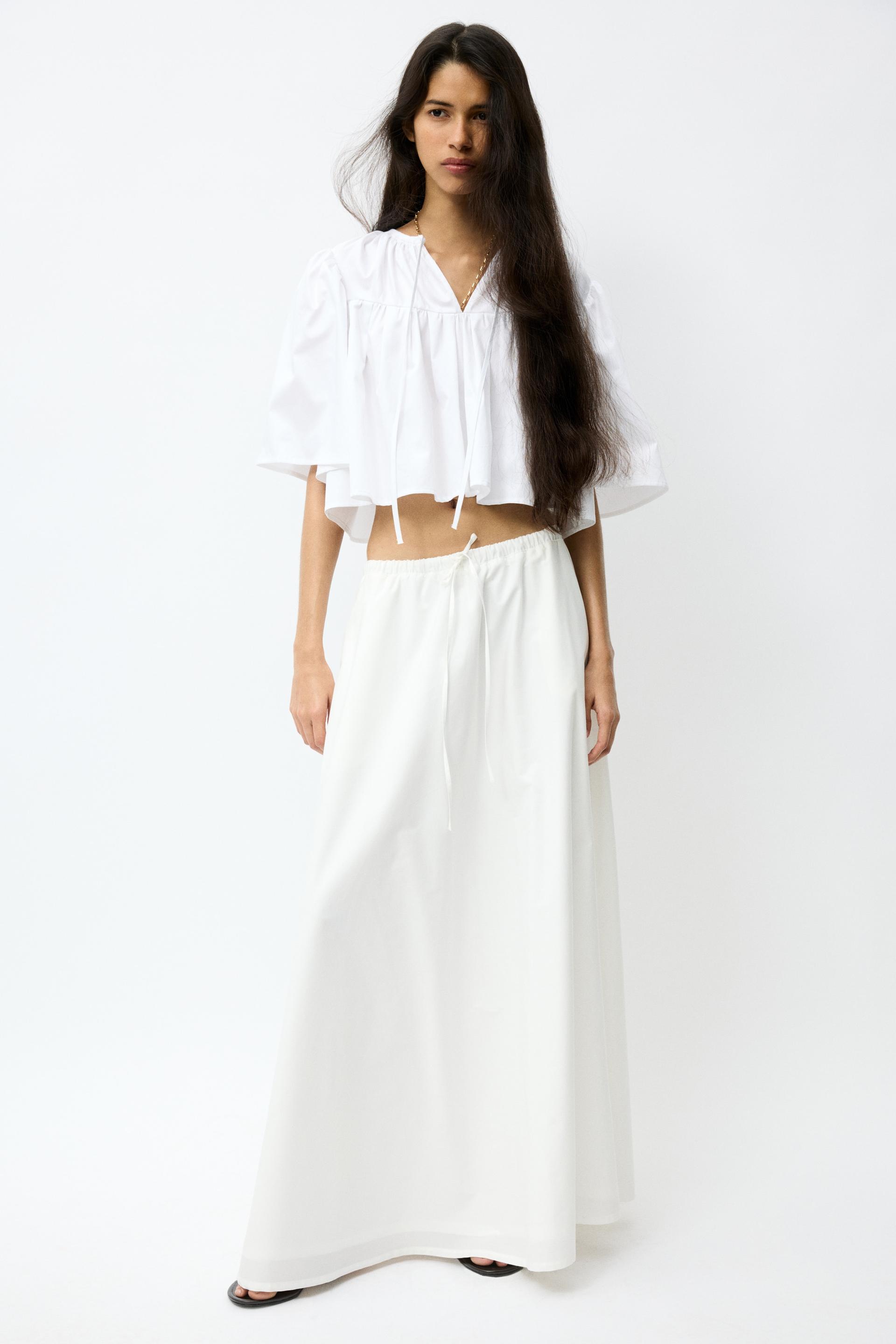 cotton poplin maxi skirt