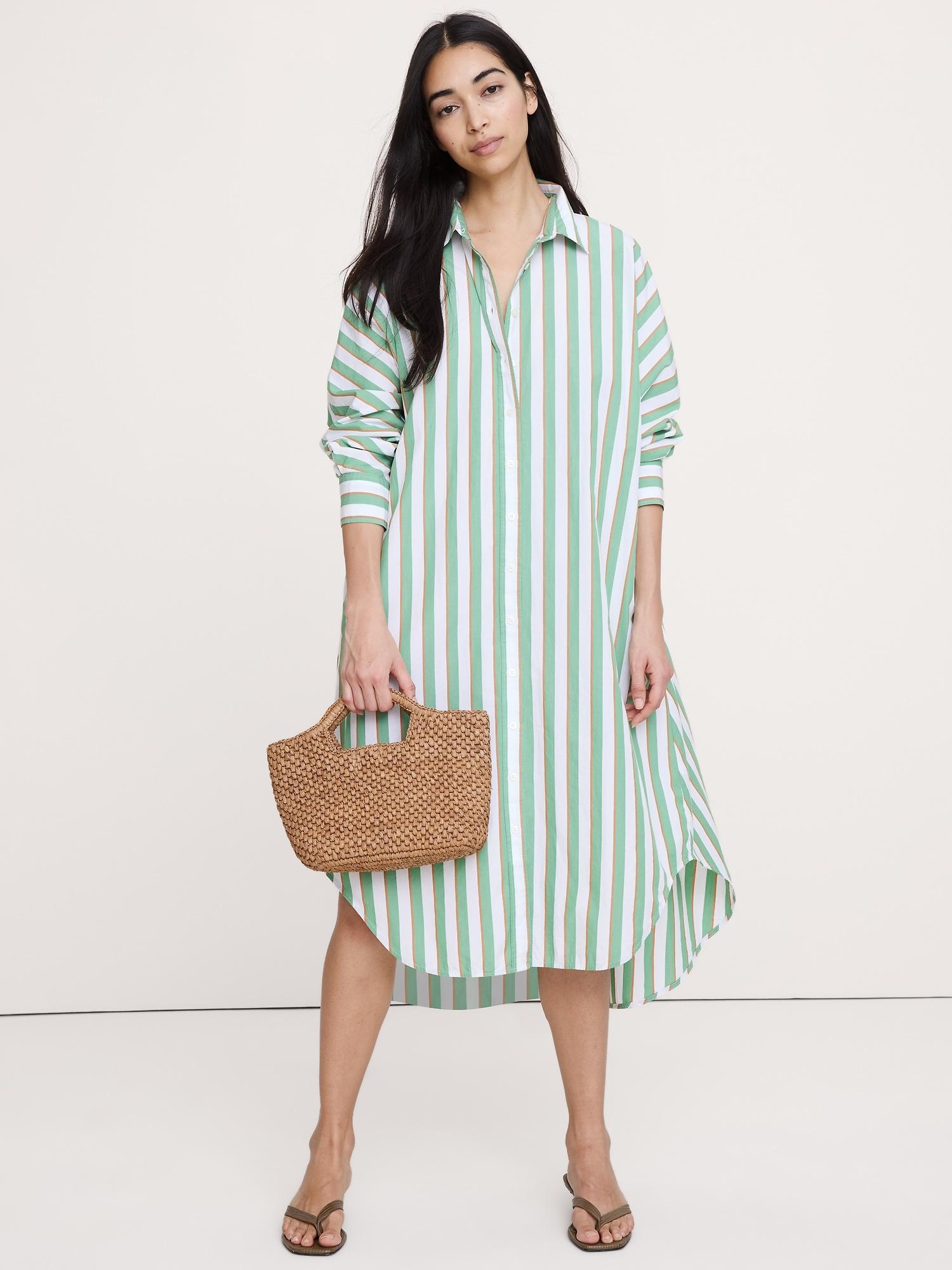 cotton poplin midi shirt dress
