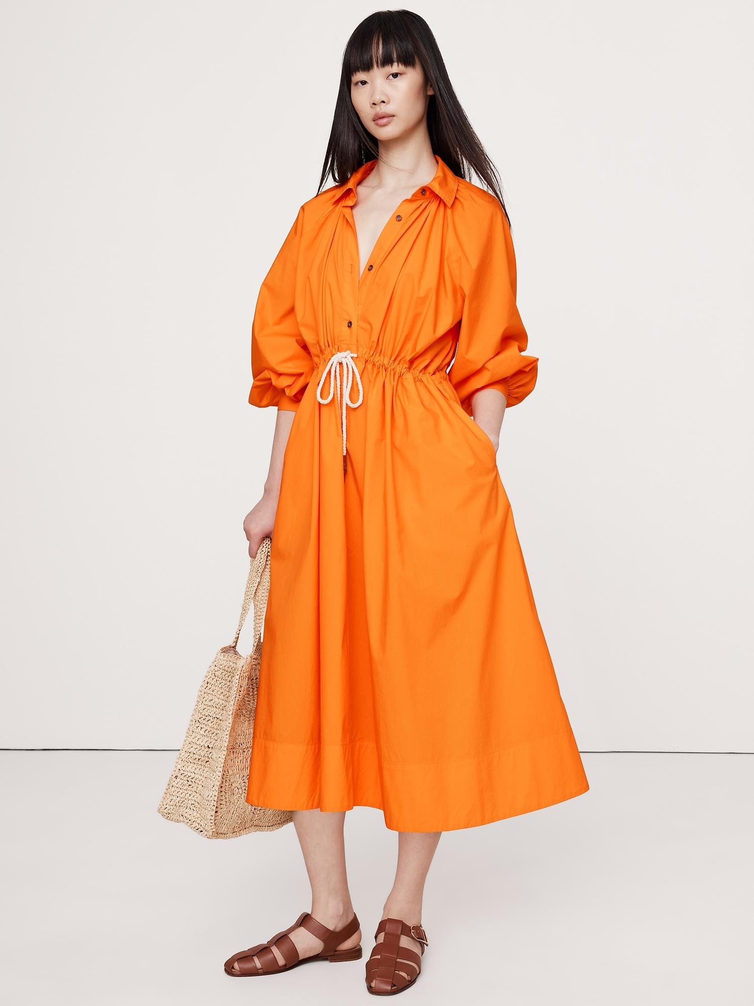 cotton poplin midi shirtdress
