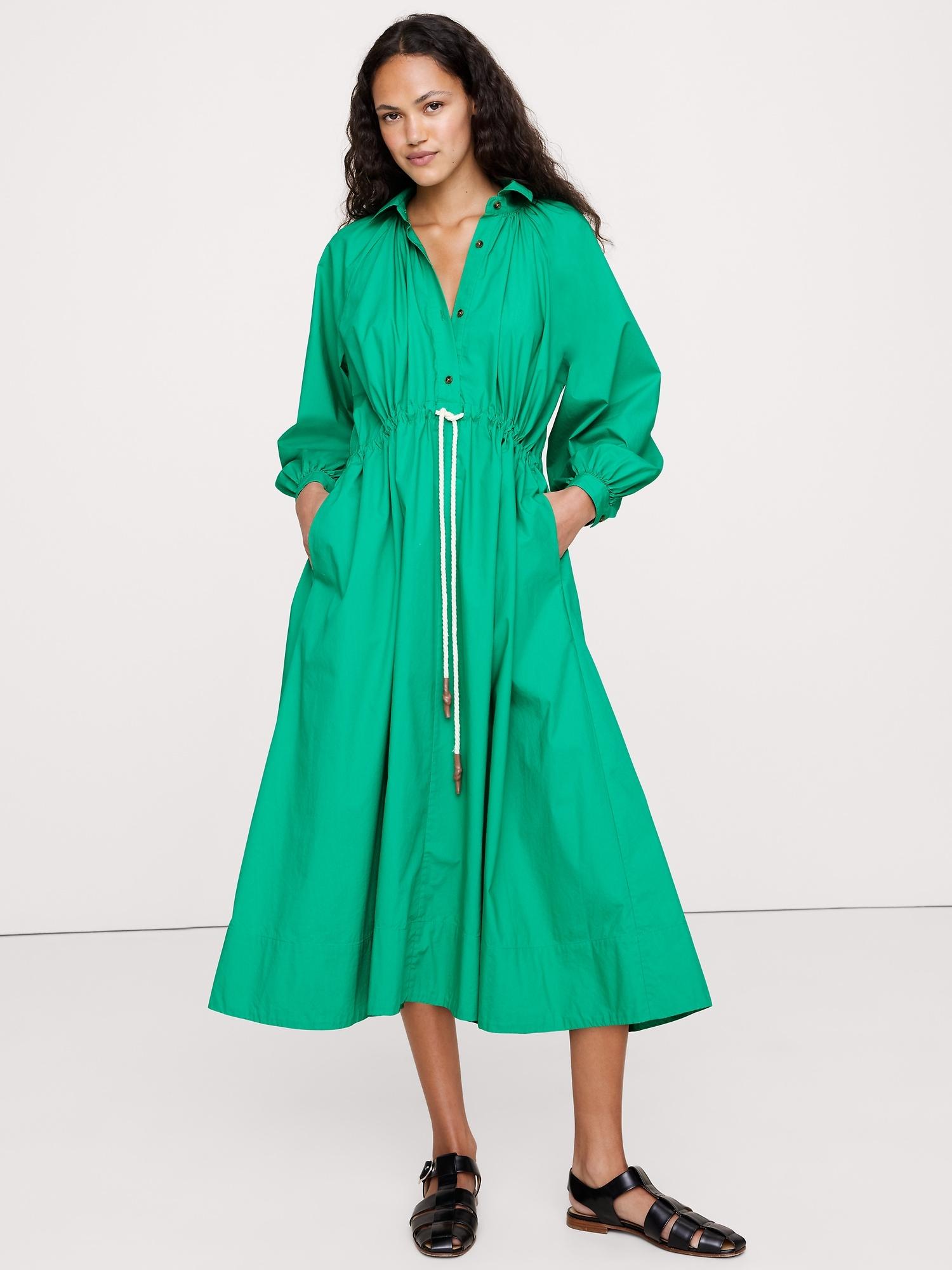 cotton poplin midi shirtdress