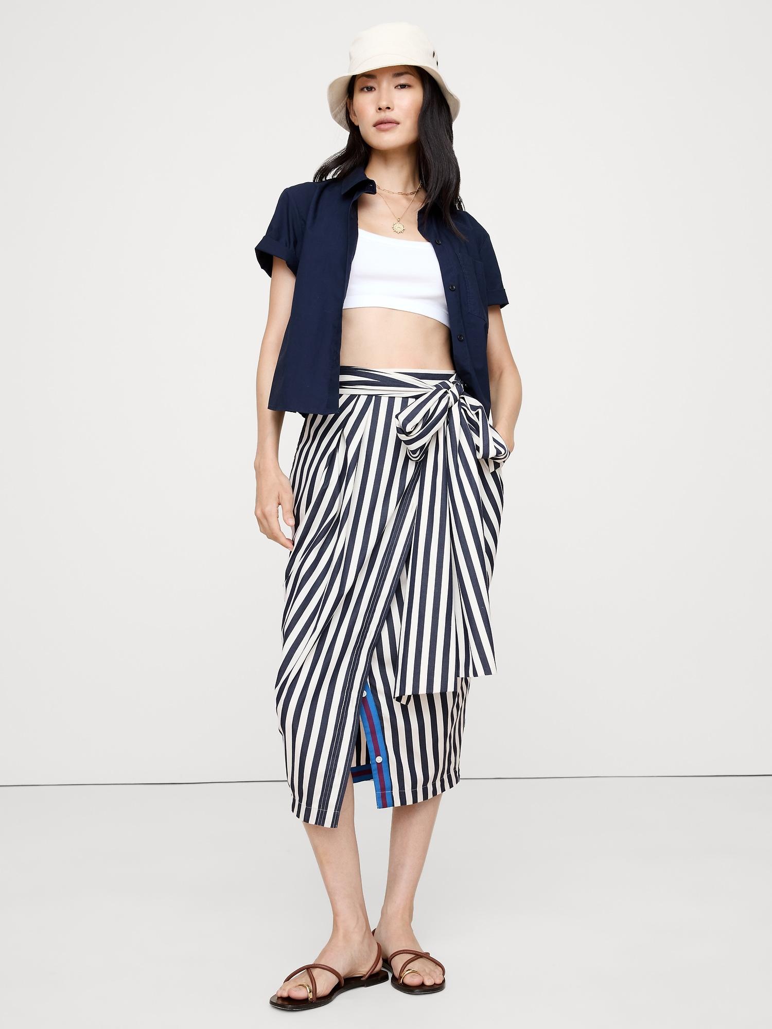 cotton poplin midi skirt