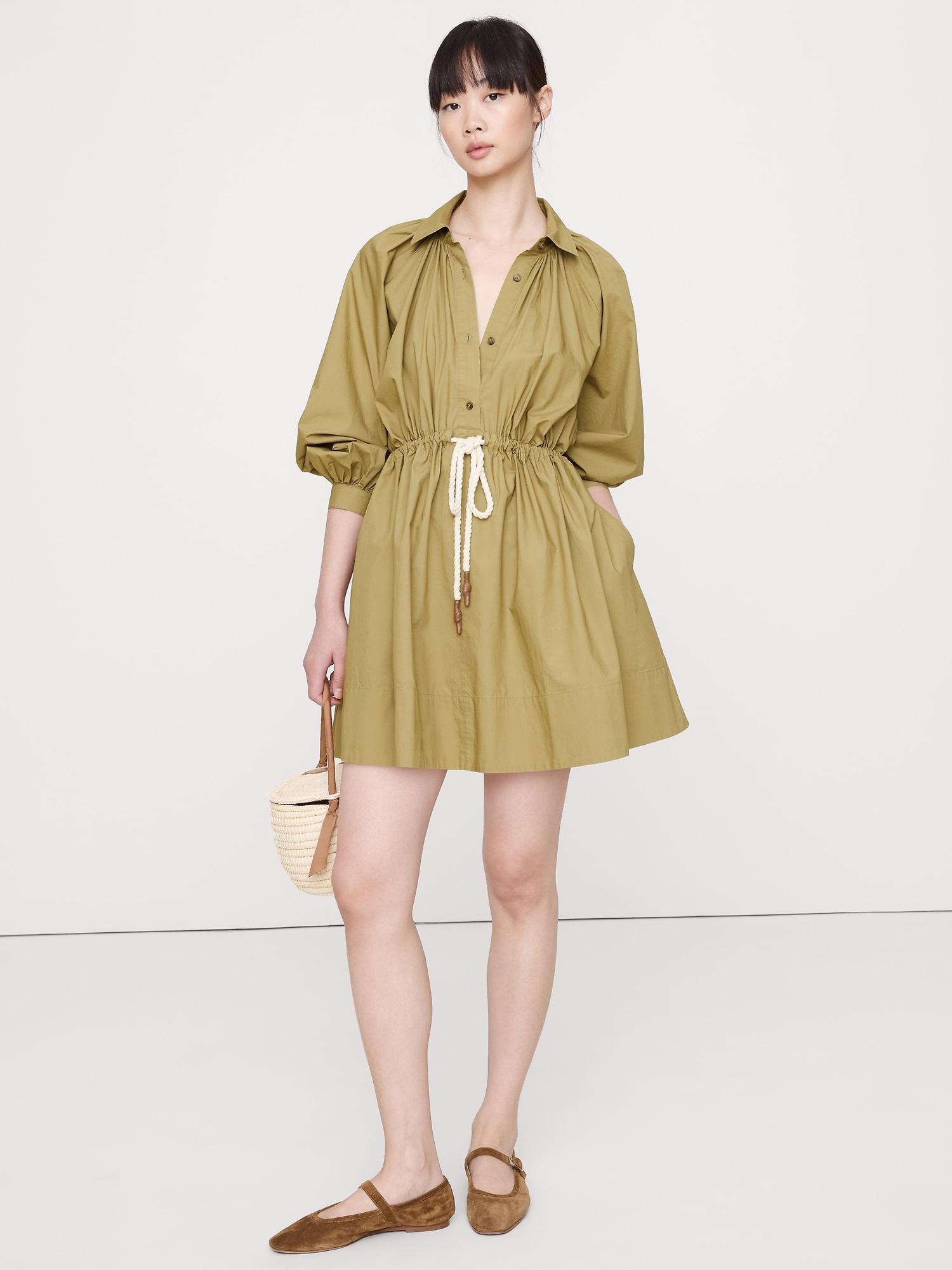 cotton poplin mini shirtdress
