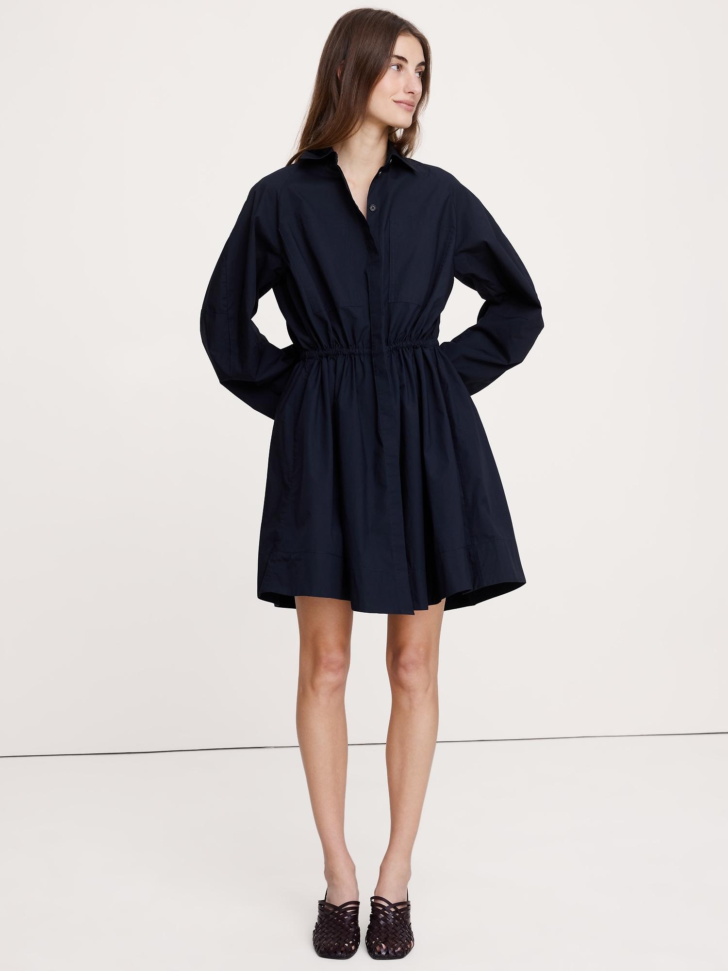 cotton poplin mini shirtdress