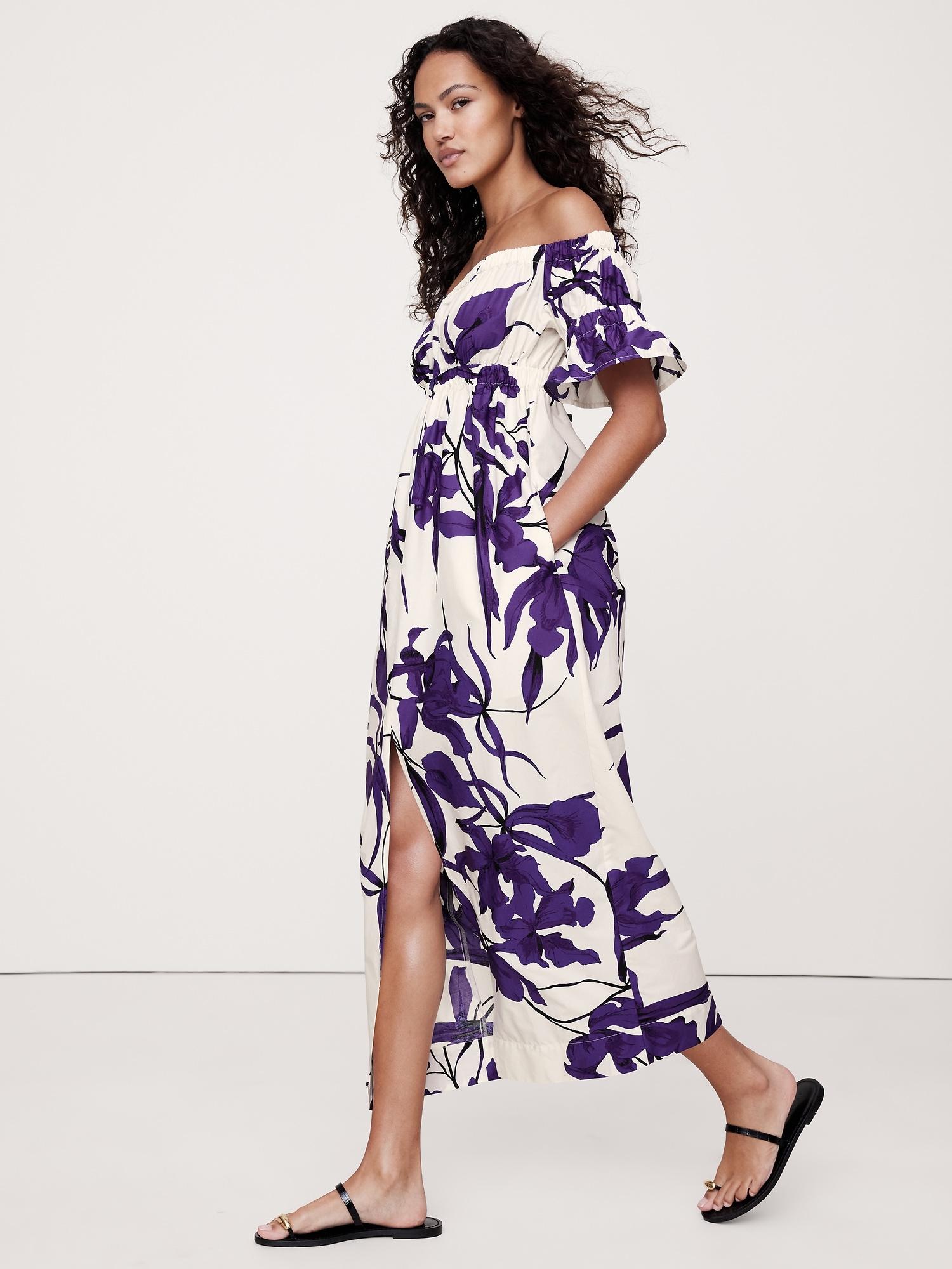 cotton poplin off-the-shoulder maxi dress