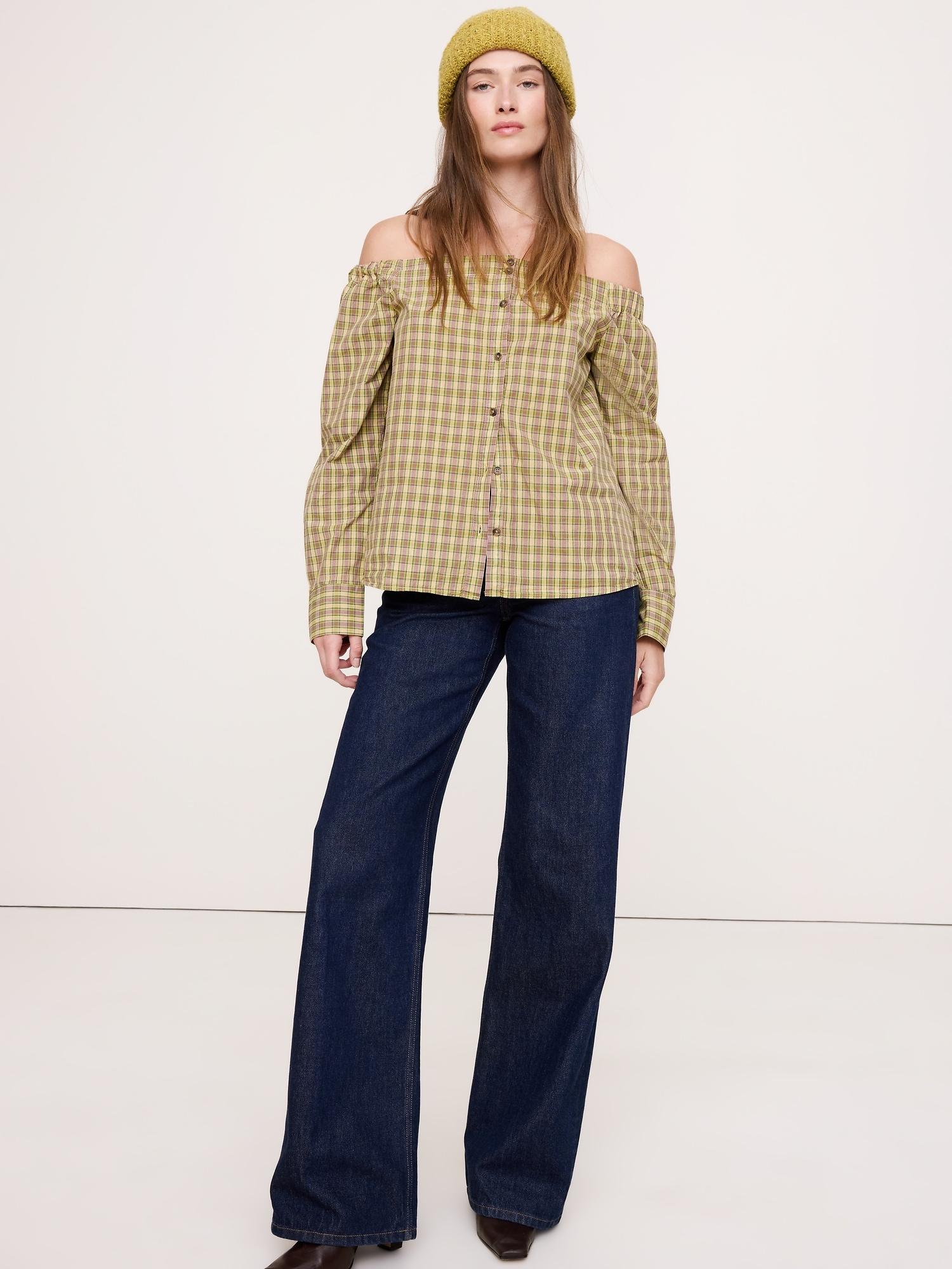 cotton poplin off-the-shoulder top