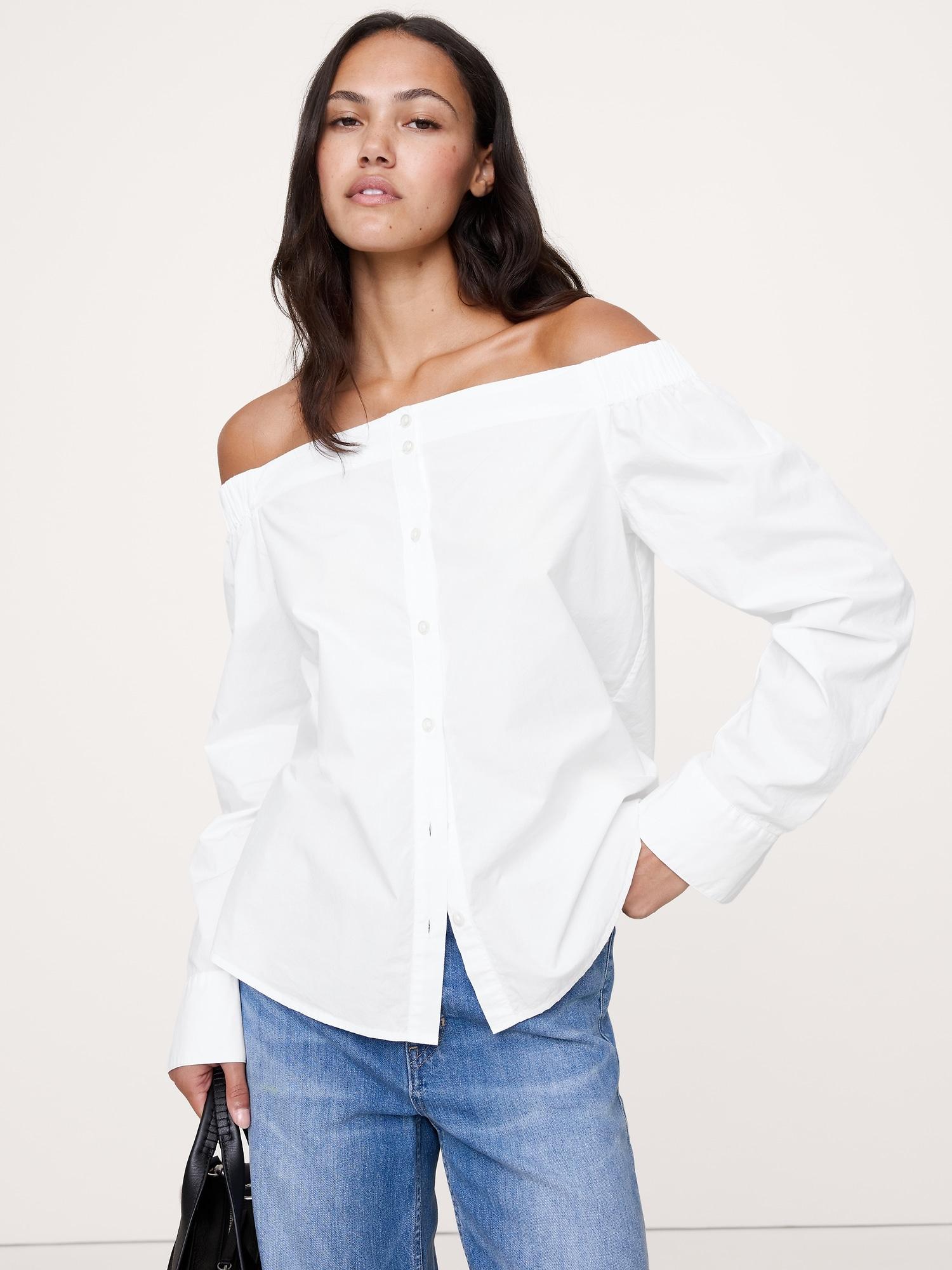 cotton poplin off-the-shoulder top
