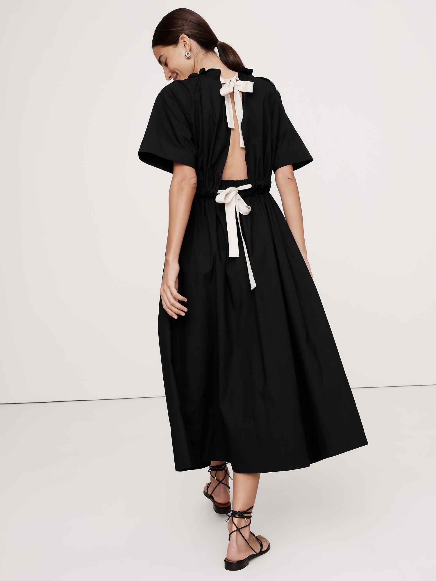 cotton poplin open-back maxi dress