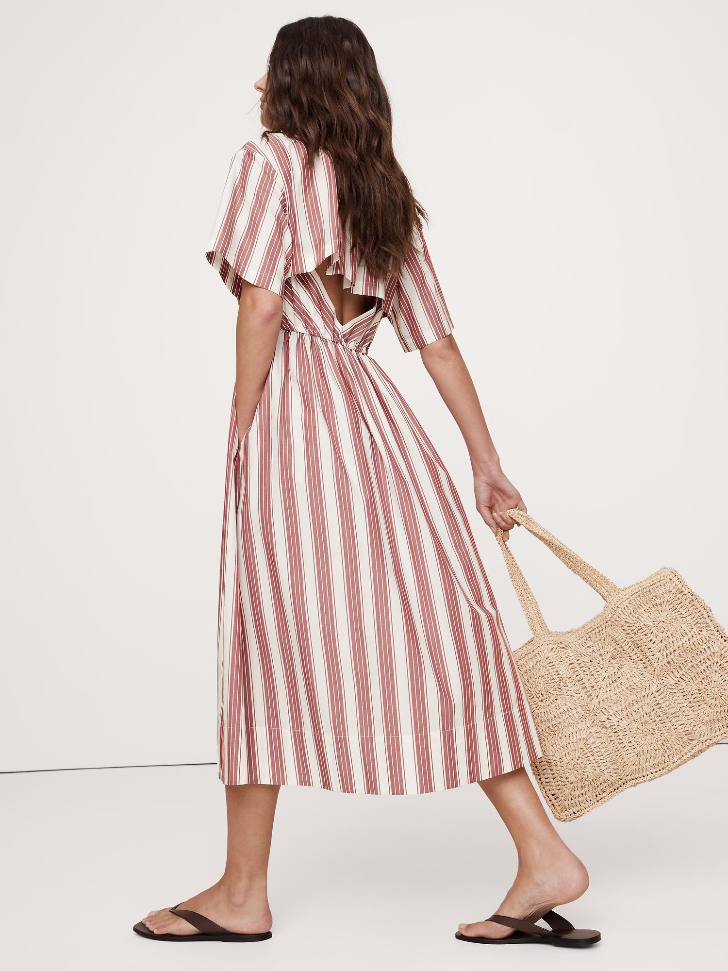 cotton poplin open-back shirt dress