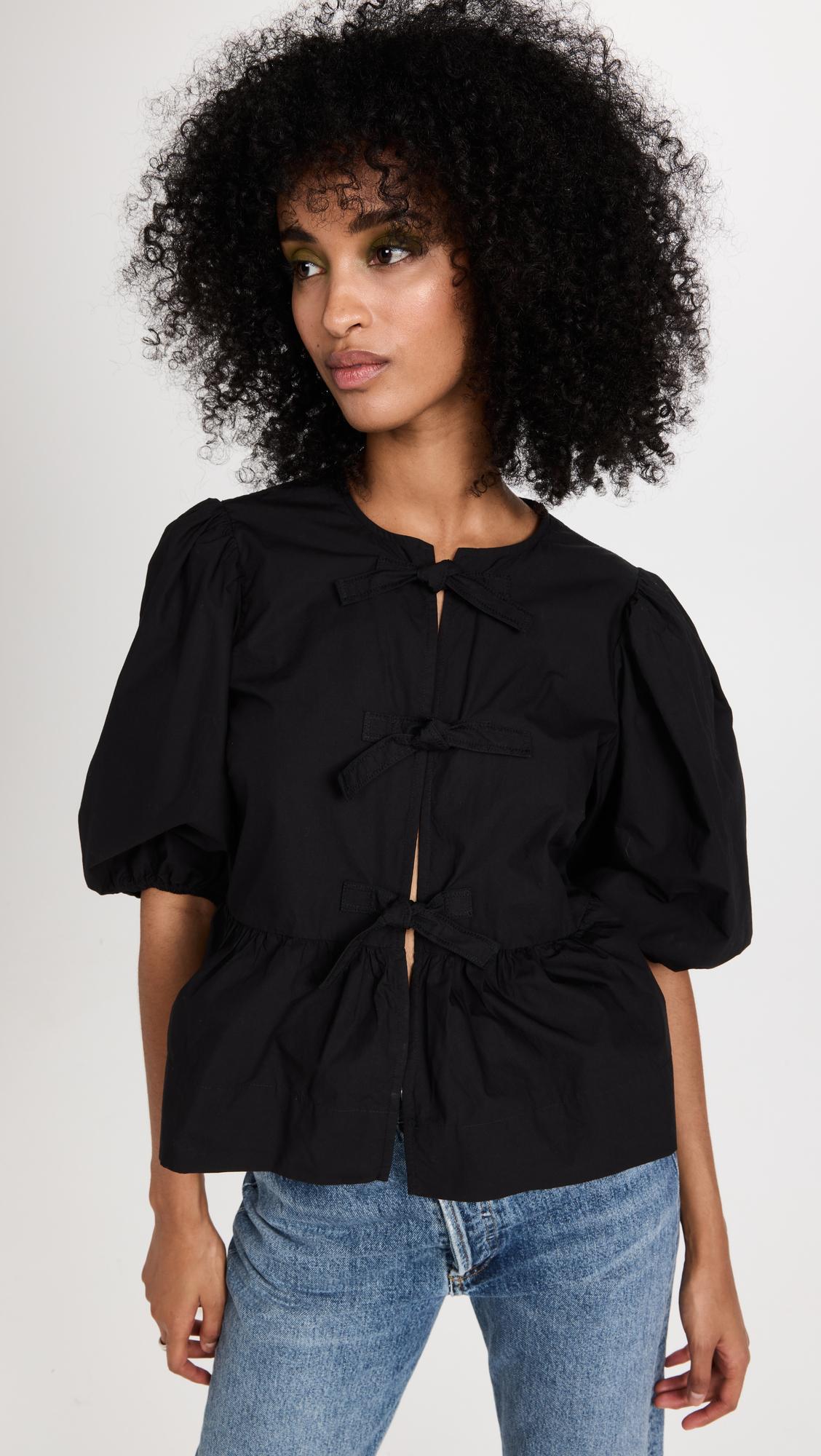 cotton poplin peplum blouse