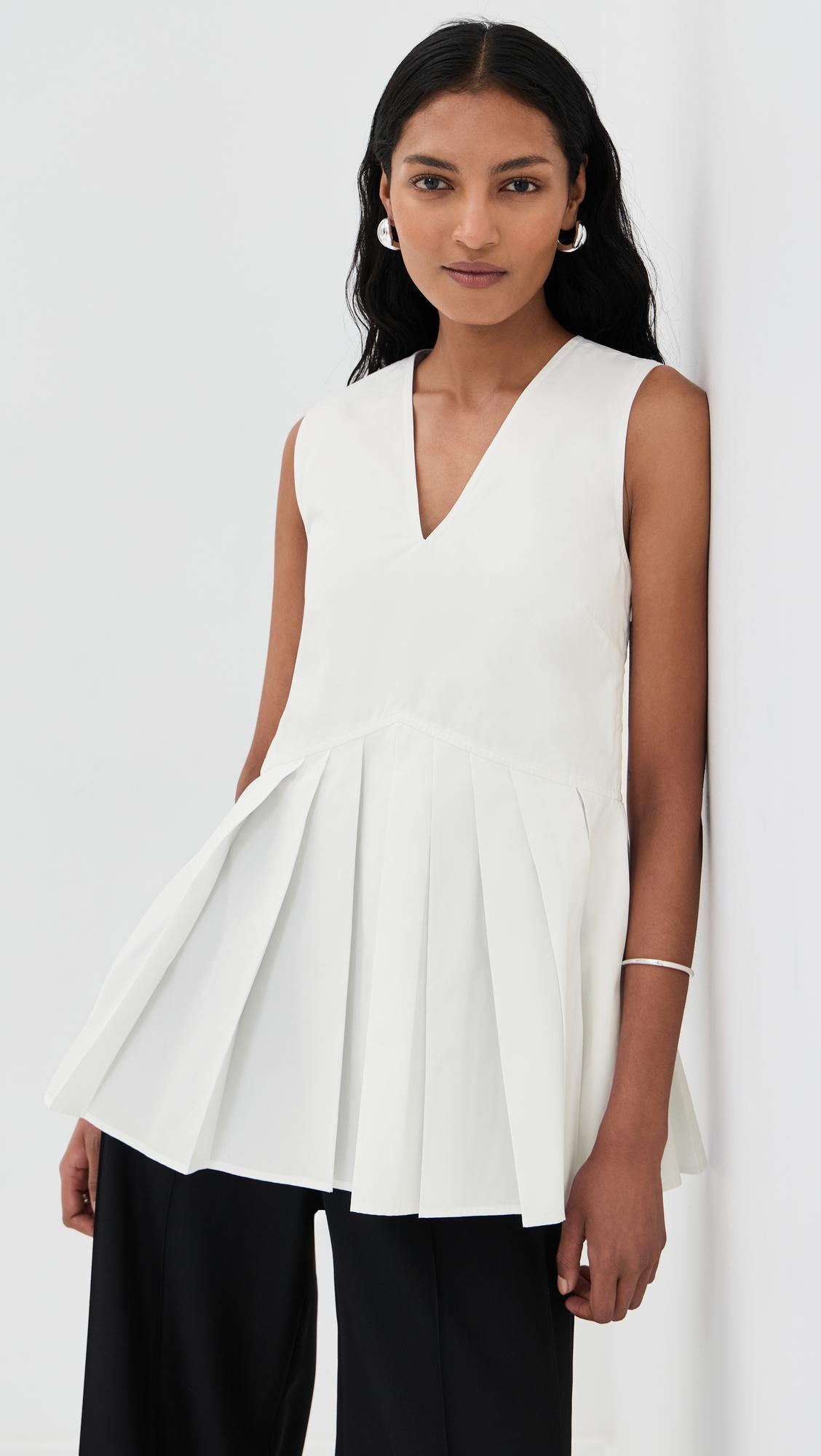 cotton poplin pleated top