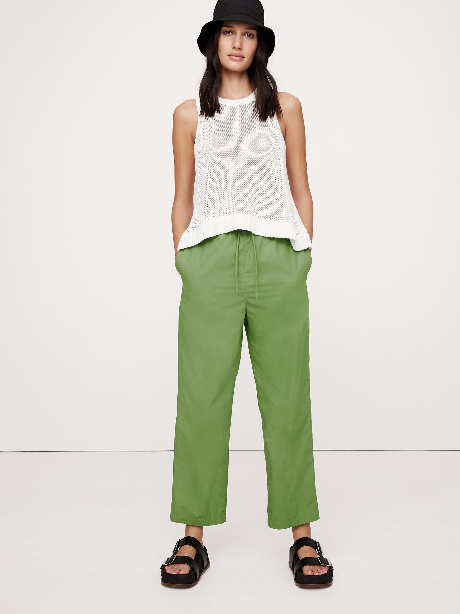 cotton poplin pull-on pant