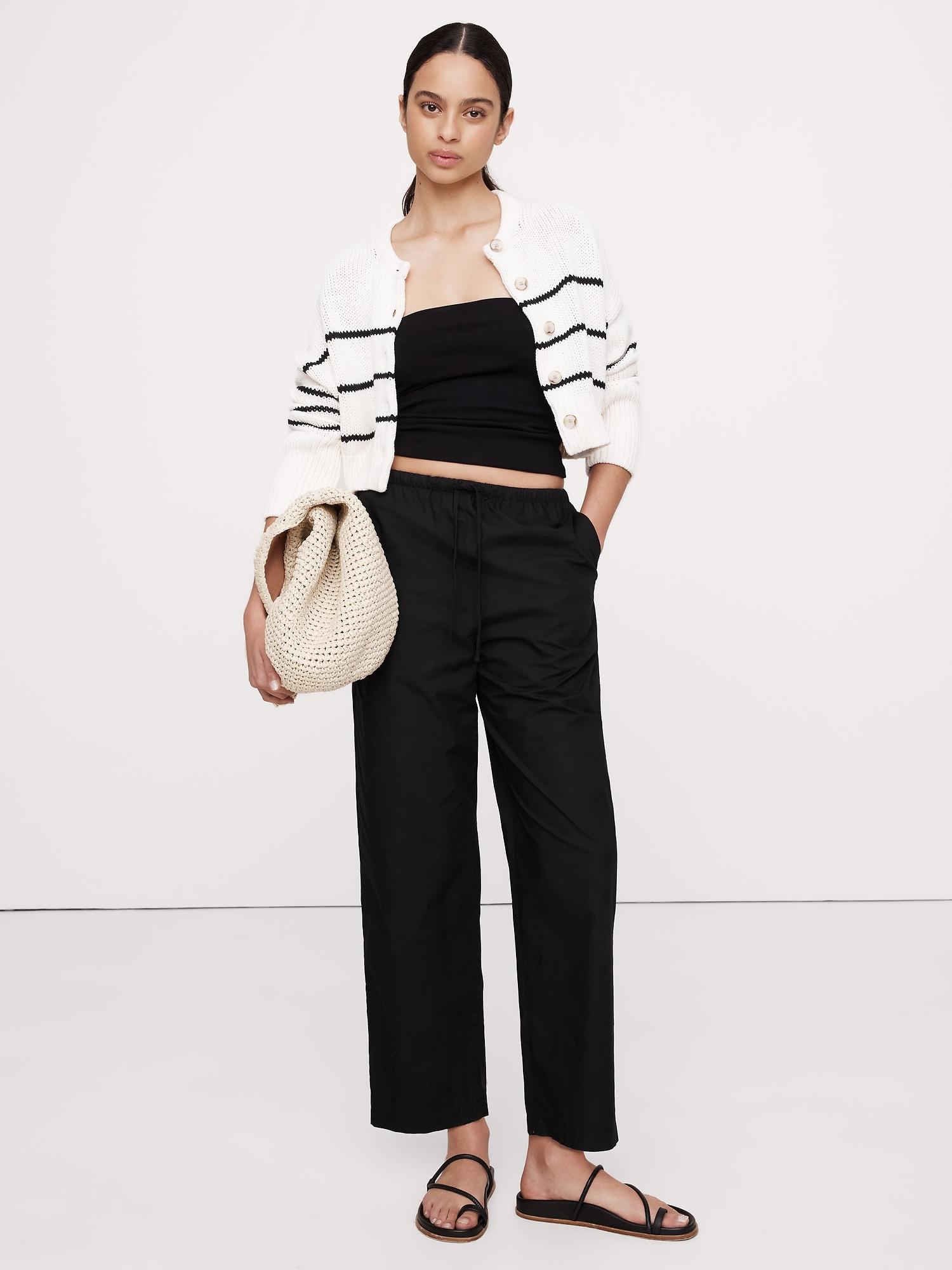cotton poplin pull-on pant